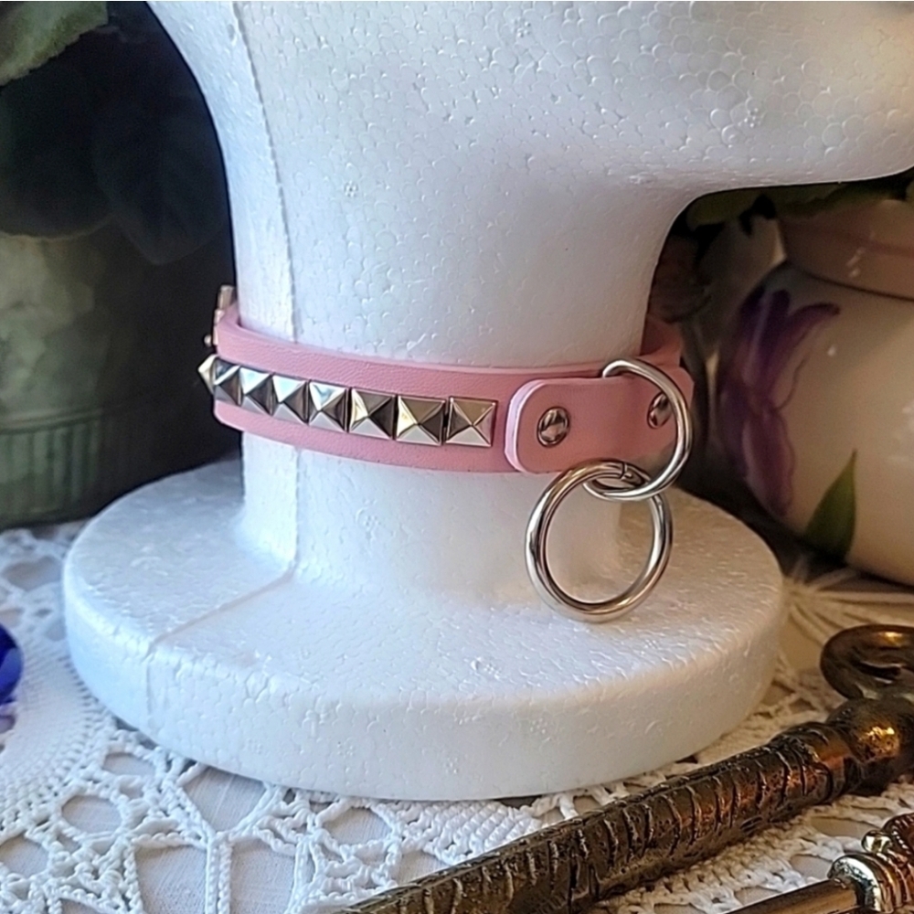 Pink Collar Choker with Ring
